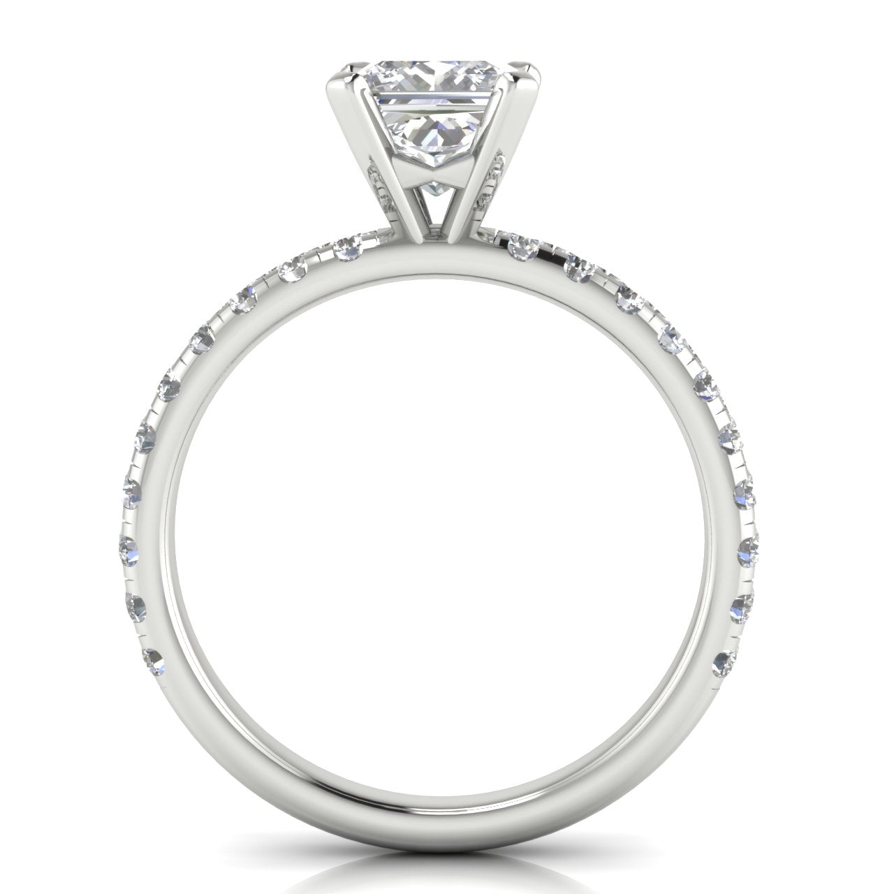 Classic Pave Princess Cut Moissanite Engagement Ring