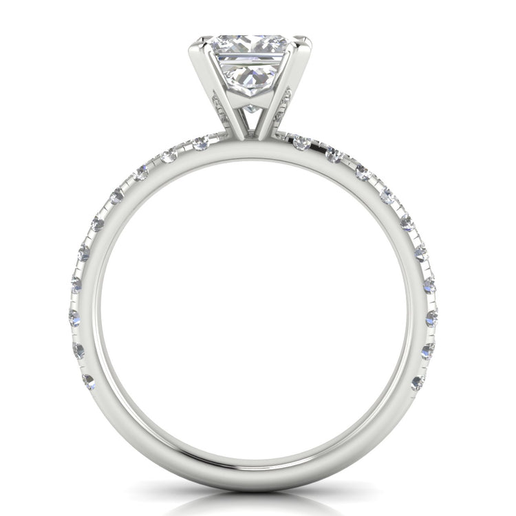 Classic Pave Princess Cut Lab Diamond Engagement Ring