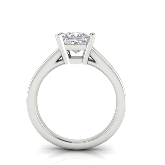 Wide Band Cathedral Princess Cut Moissanite Engagement Ring