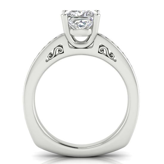 Euro Channel Set Princess Cut Lab Diamond Engagement Ring