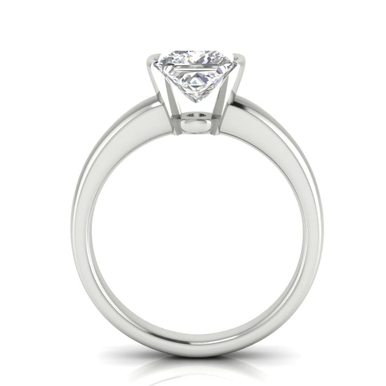 Half Bazel Floating Princess Cut Moissanite Engagement Ring