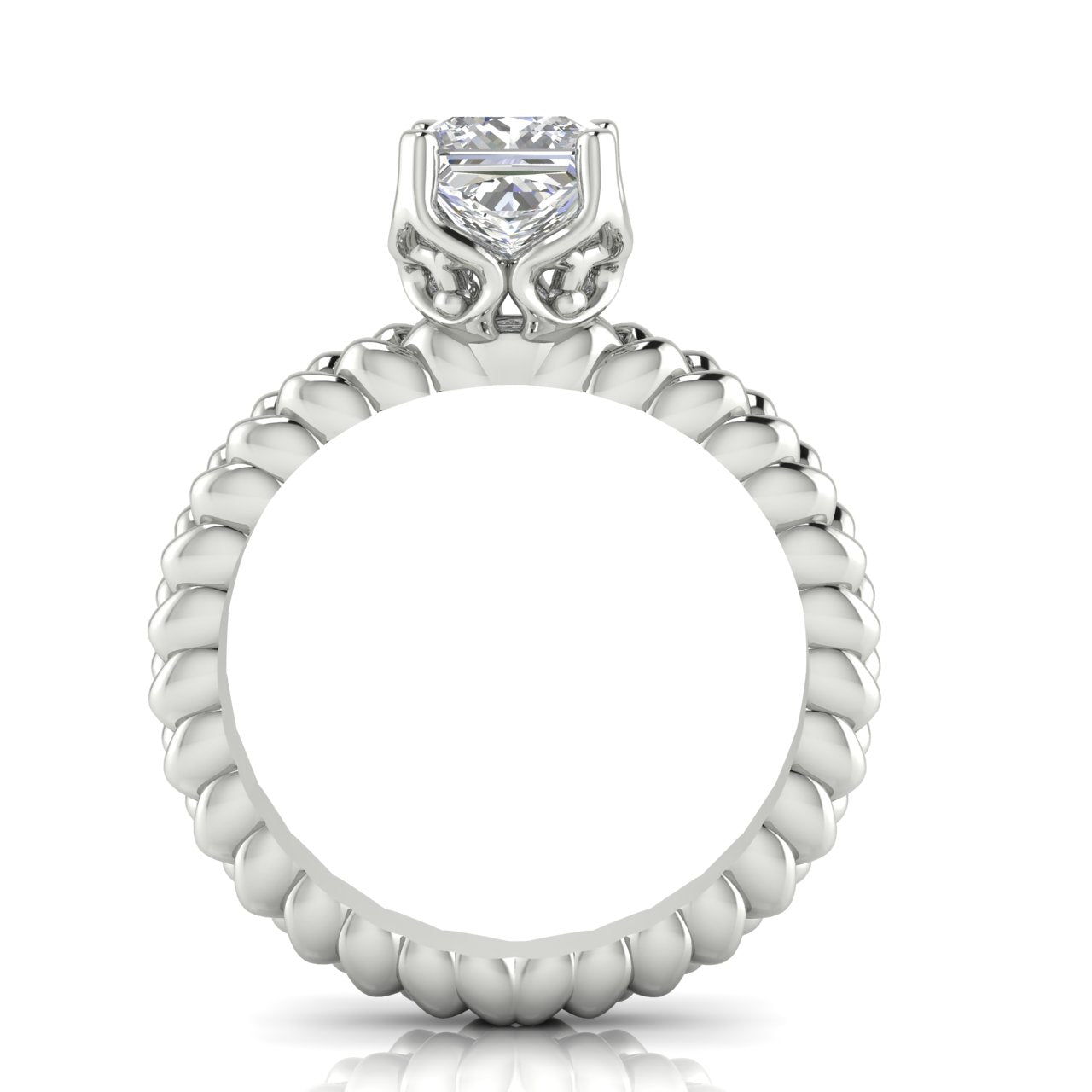 Rope Band Princess Cut Lab Diamond Engagement Ring