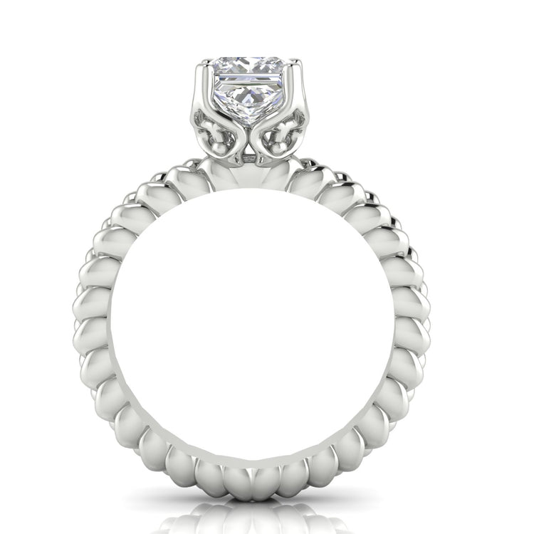 Rope Band Princess Cut Moissanite Engagement Ring