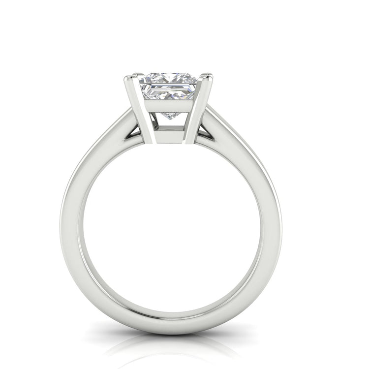 Wide Band Cathedral Princess Cut Lab Diamond Engagement Ring