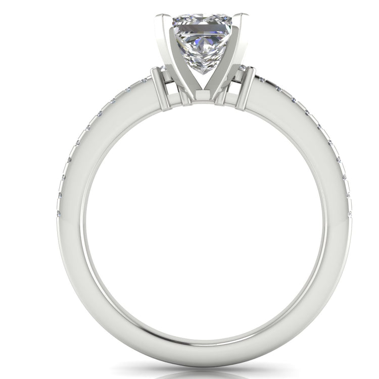 Floating Shoulder Princess Cut Moissanite Engagement Ring