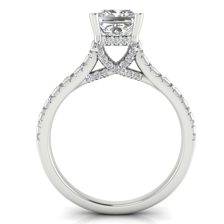 Bridge Pave Princess Cut Moissanite Engagement Ring