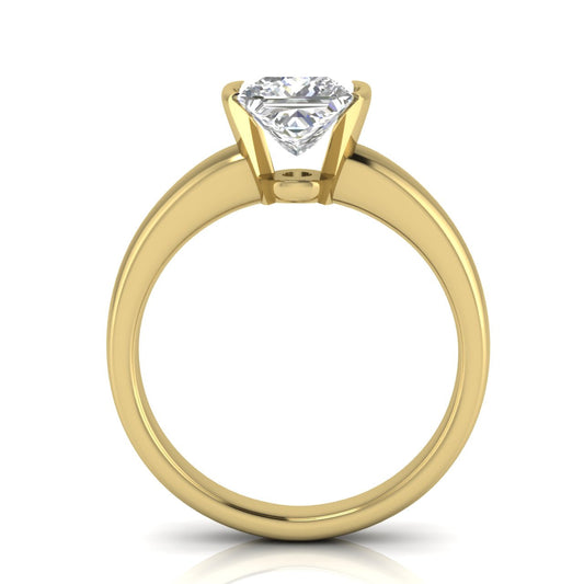 Half Bezel Floating Princess Cut Lab Diamond Engagement Ring