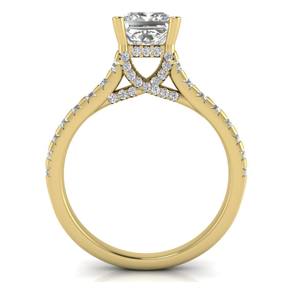 Bridge Pave Princess Cut Moissanite Engagement Ring