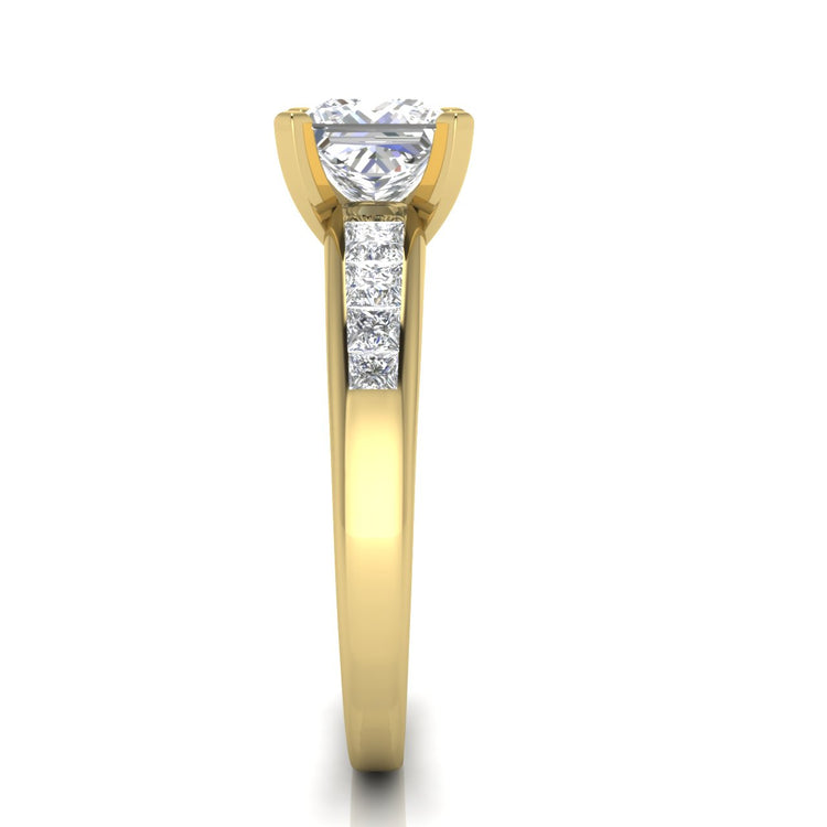 Princess Channel Set Princess Cut Moissanite Engagement Ring