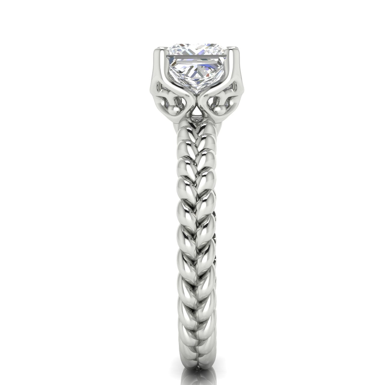 Rope Band Princess Cut Moissanite Engagement Ring