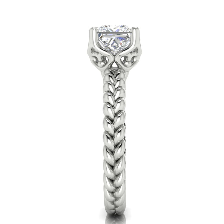 Rope Band Princess Cut Moissanite Engagement Ring