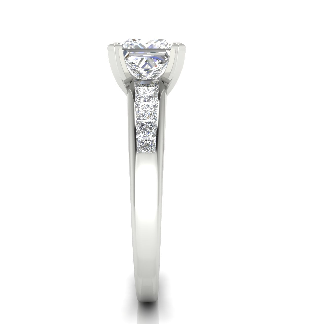 Princess Channel Set Princess Cut Moissanite Engagement Ring