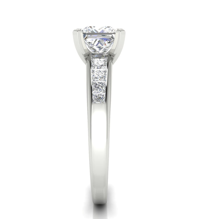 Princess Channel Set Princess Cut Lab Diamond Engagement Ring