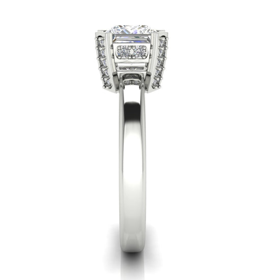 Architectural Pave Princess Cut Lab Diamond Engagement Ring