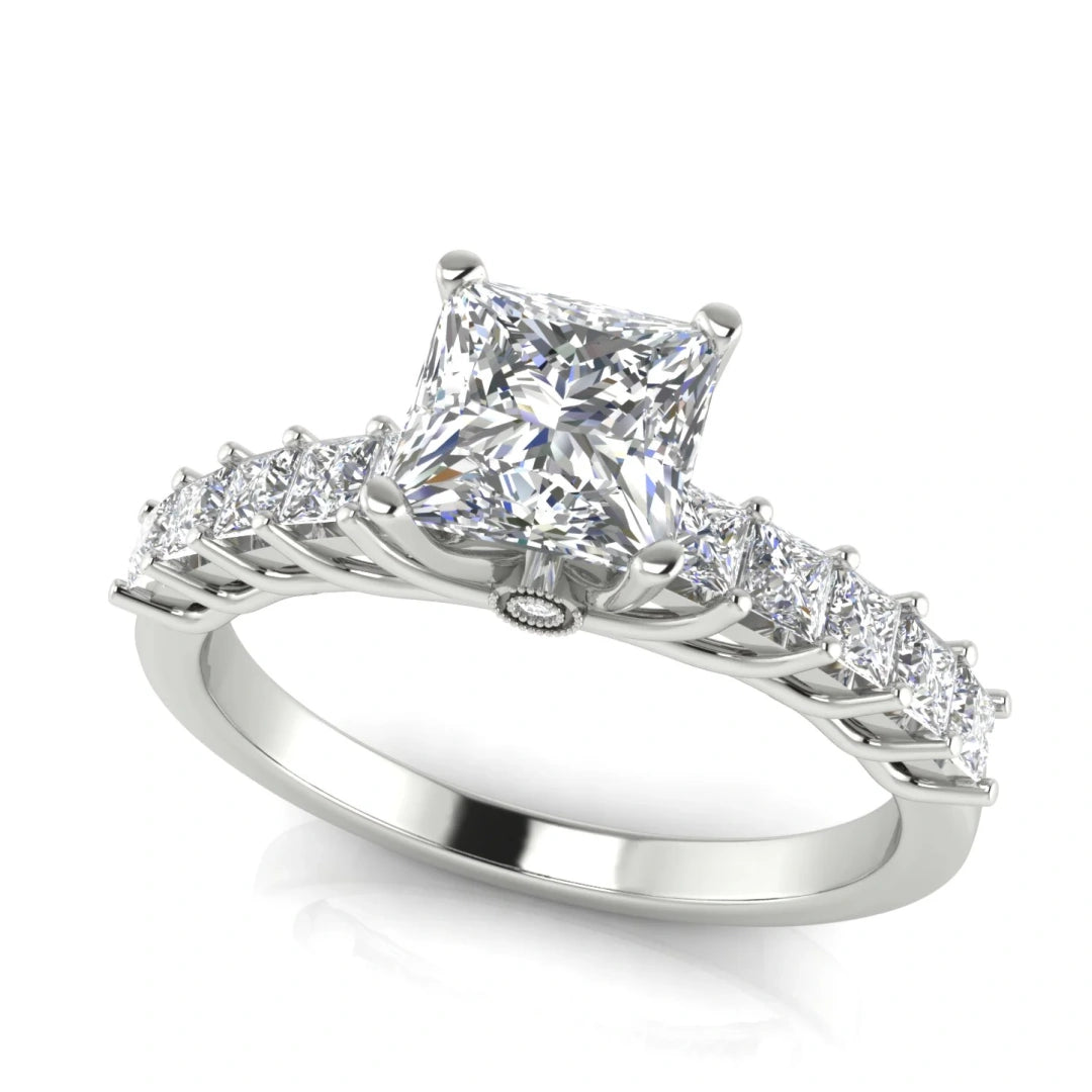 Princess Paved Princess Cut Lab Diamond Engagement Ring