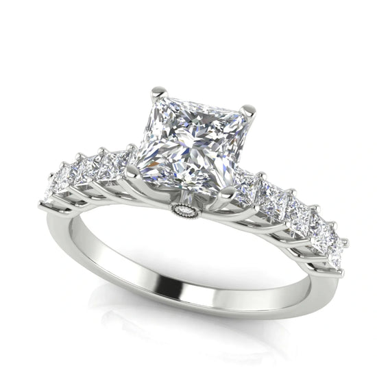Princess Paved Princess Cut Lab Diamond Engagement Ring