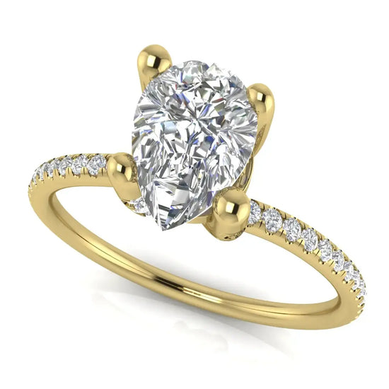 Prong Pave Pear Shaped Lab Diamond Engagement Ring
