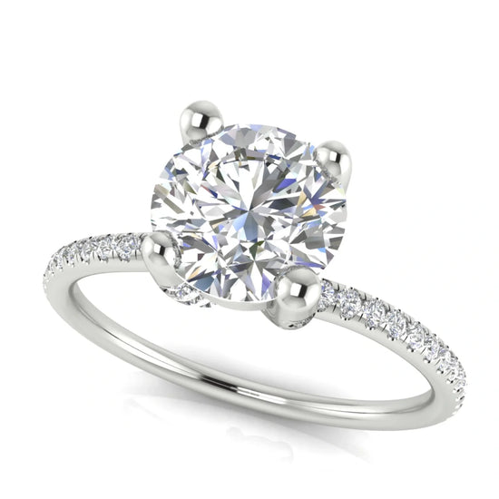 Prong pave Round Cut Lab Diamond Engagement Ring