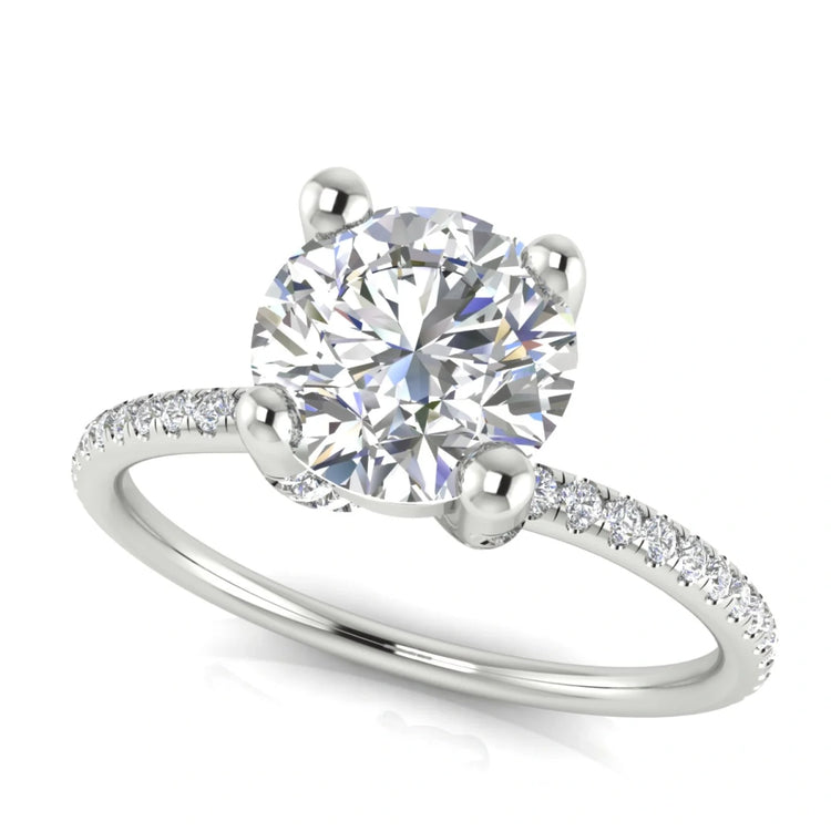Prong pave Round Cut Lab Diamond Engagement Ring