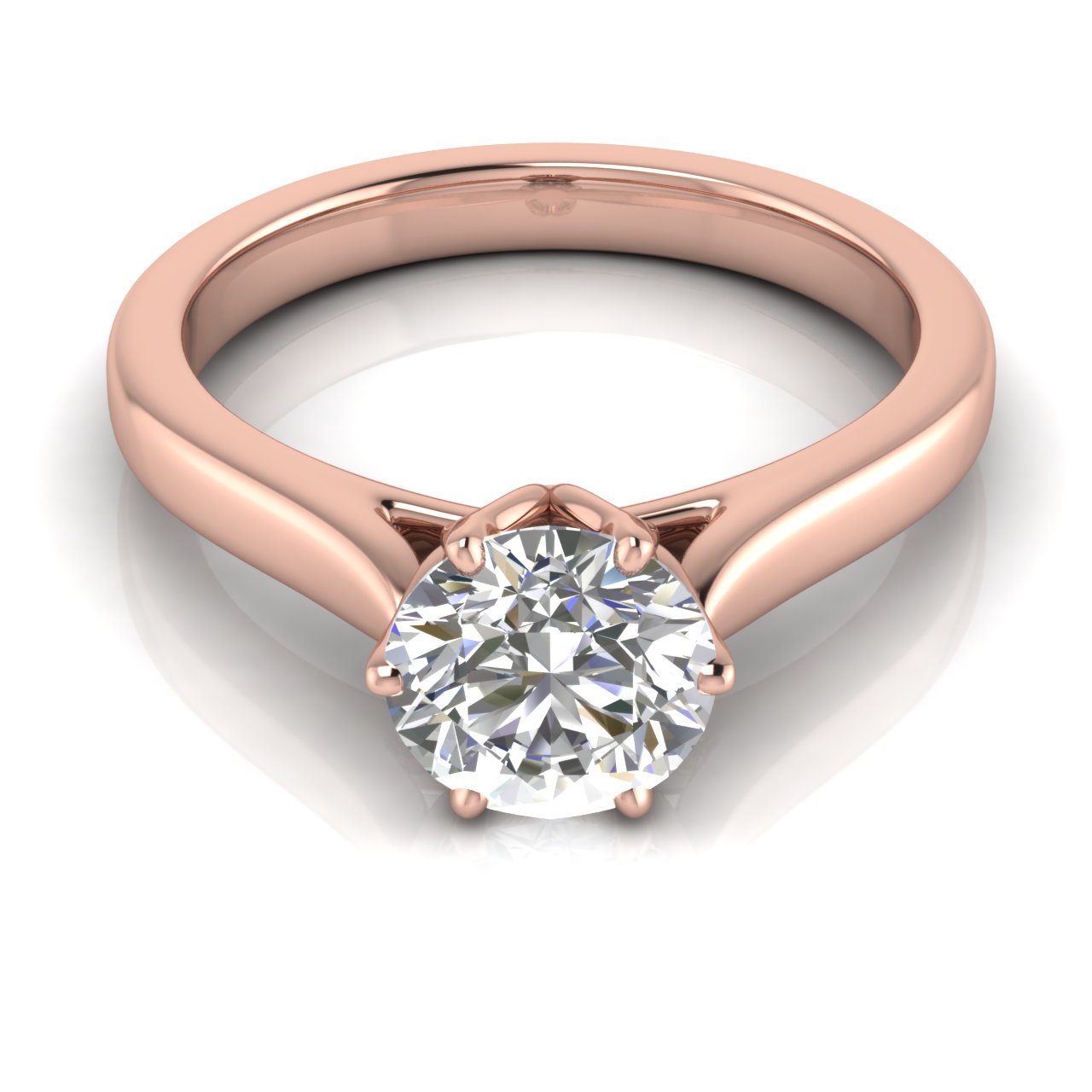 Floral Round Cut Moissanite Engagement Ring