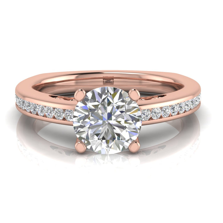 Euro Channel Set Round Cut Moissanite Engagement Ring