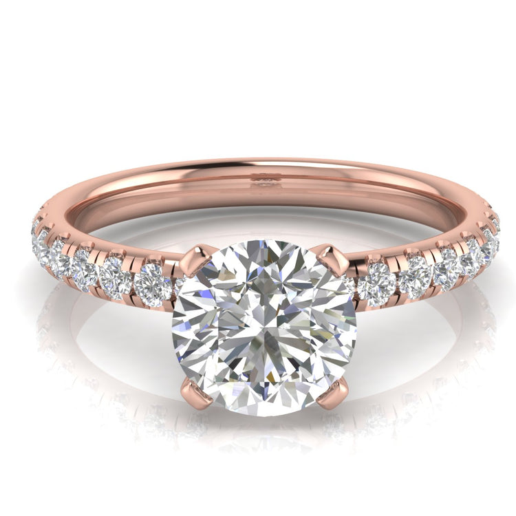 Classic Pave Round Cut Lab Diamond Engagement Ring