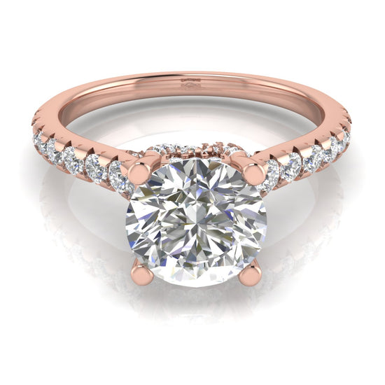 Bridge pave Round Cut Lab Diamond Engagement Ring