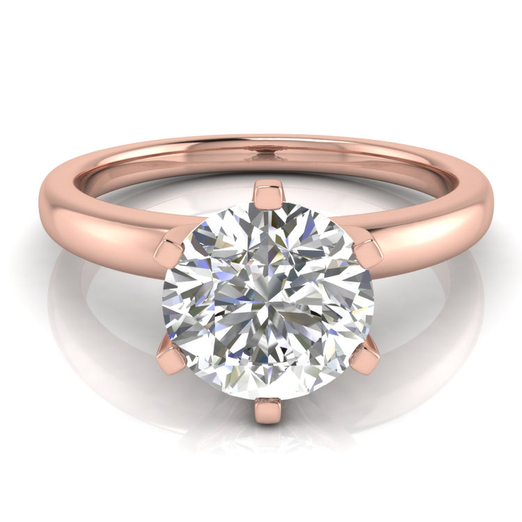 Elegant 6 Prong Round Cut Lab Diamond Engagement Ring