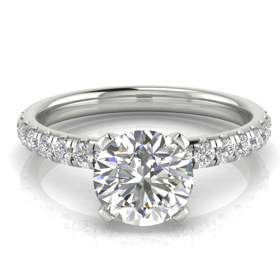 Classic Pave Round Cut Moissanite Engagement Ring