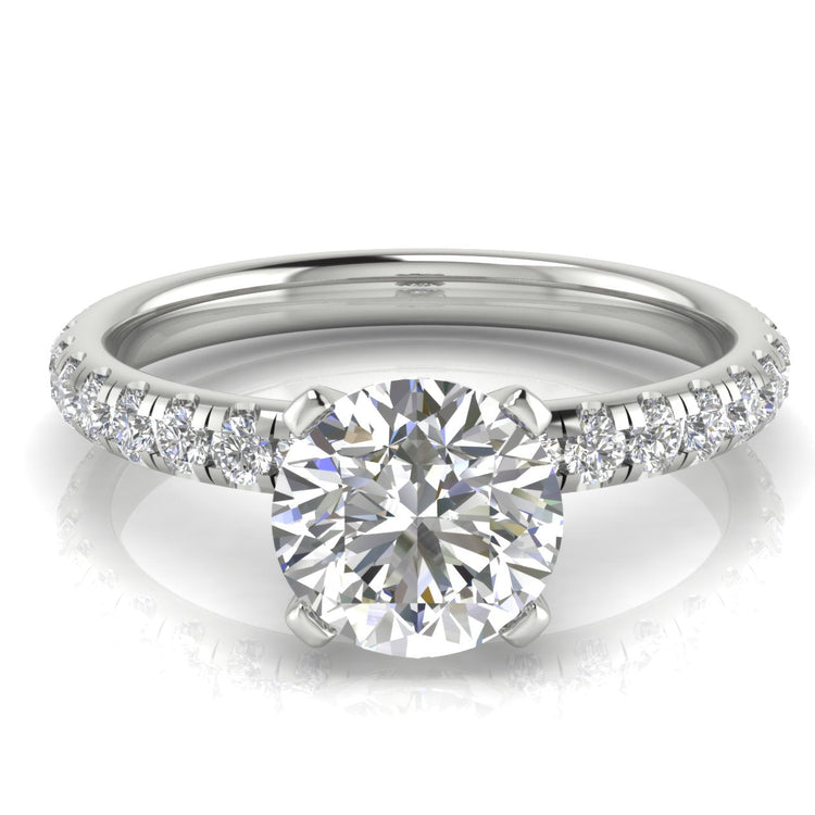 Classic Pave Round Cut Moissanite Engagement Ring