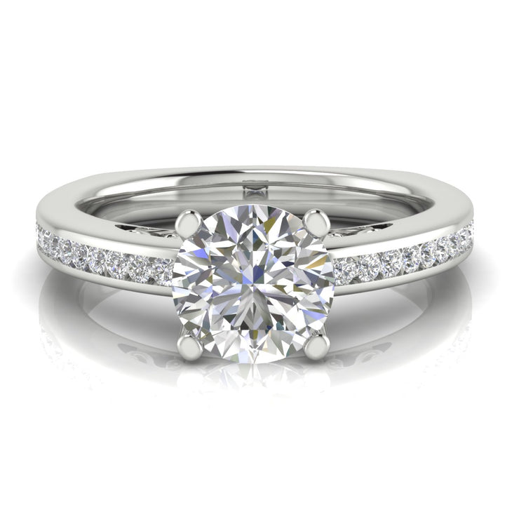 Euro Channel Set Round Cut  Engagement Ring | Moissanite | Lab Grown Diamond