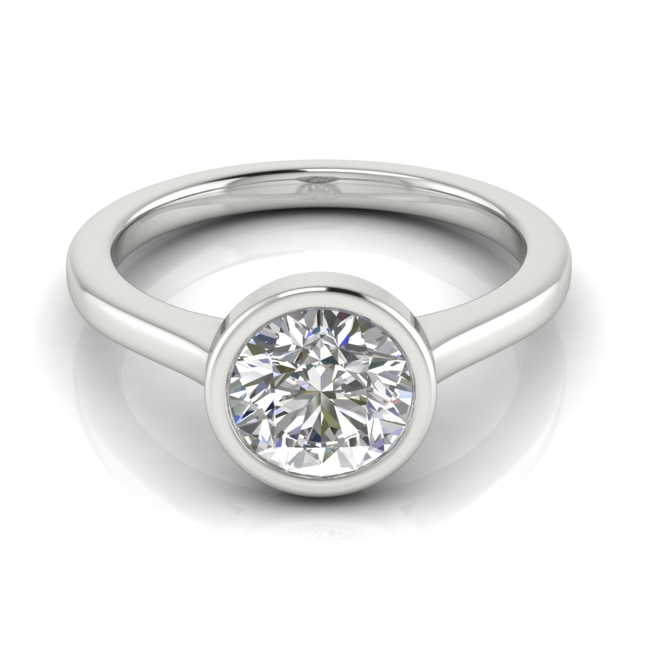 Floating Bezel Round Cut Lab Diamond Engagement Ring