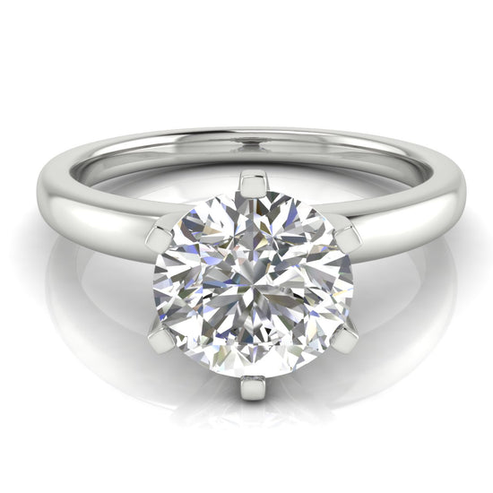 Elegant 6 Prong Round Cut Lab Diamond Engagement Ring