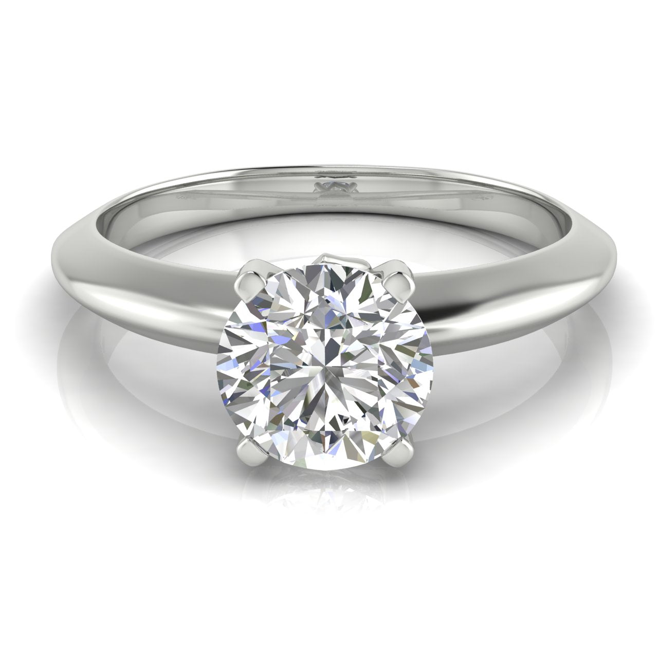 Tulip Prong Round Cut Moissanite Engagement Ring