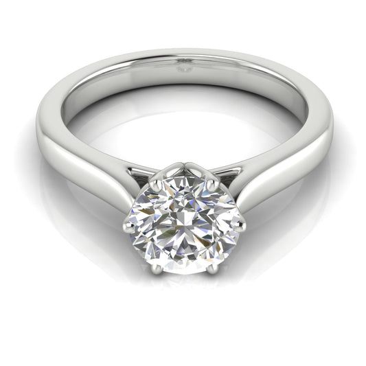 Floral Round Cut Lab Diamond Engagement Ring 