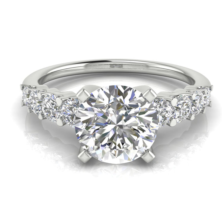 Graduated Pave Round Cut  Engagement Ring | Moissanite | Lab Grown Diamond