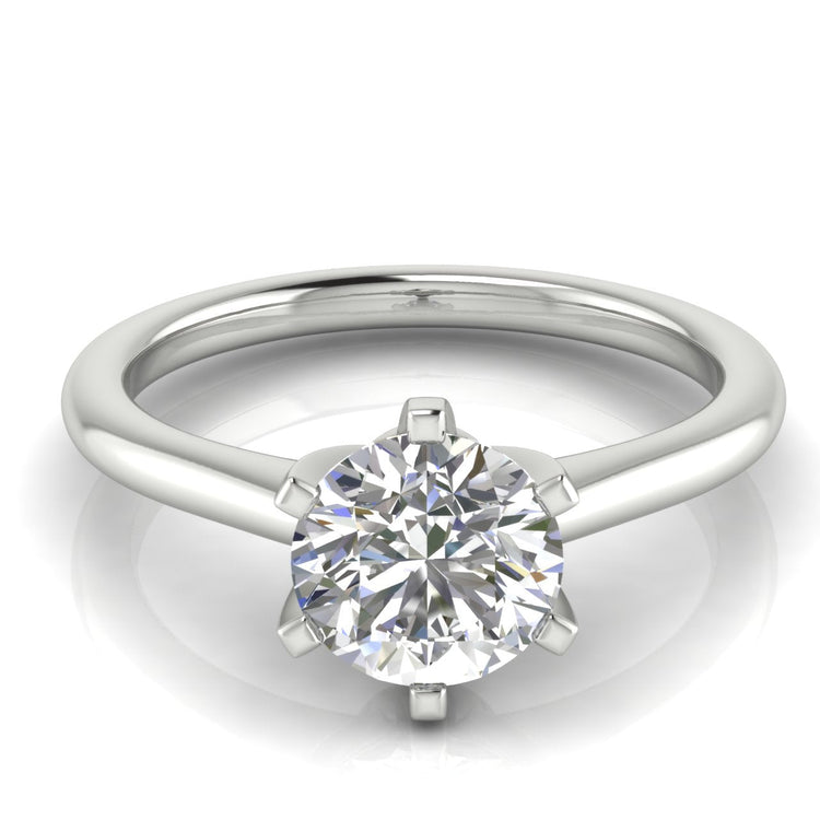 6 Prong Floating Round Cut Lab Diamond Engagement Ring