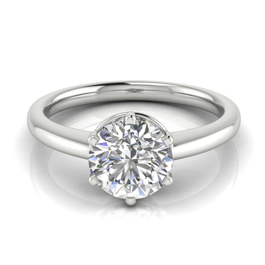 6 Prong Round Cut Lab Diamond Engagement Ring | LJ-LR133R-LG