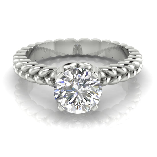 Rope Band Round Cut Moissanite Engagement Ring