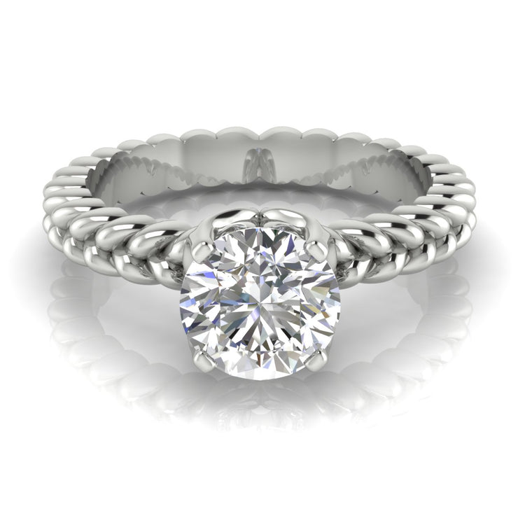 Rope Band Round Cut Engagement Ring | Moissanite | Lab Grown Diamond