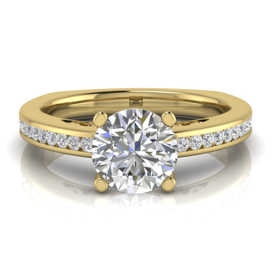 Euro Channel Set Round Cut Moissanite Engagement Ring