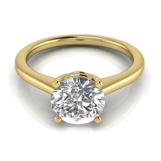 Basket Set Floating Round Cut Lab Diamond Engagement Ring