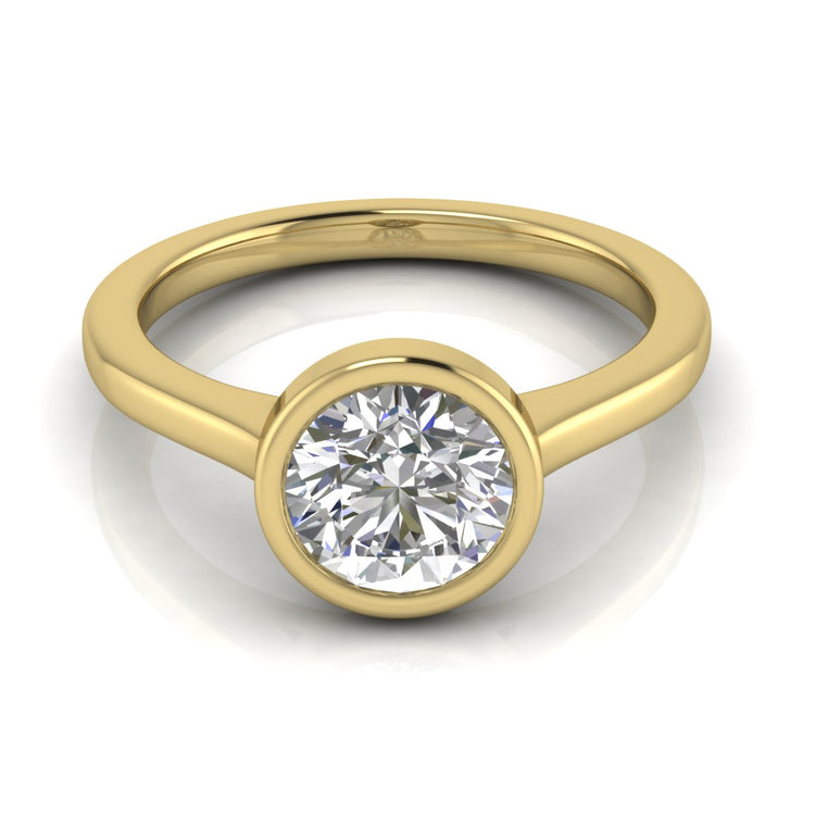 Floating Bezel Round Cut Lab Diamond Engagement Ring