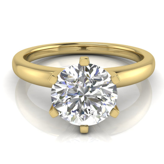 Elegant 6 Prong Round Cut Lab Diamond Engagement Ring