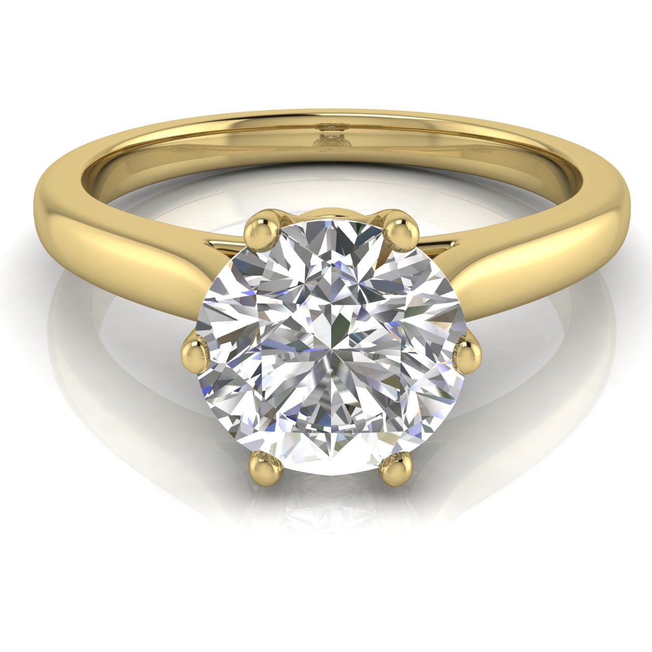 Crown Round Cut Lab Diamond Engagement Ring