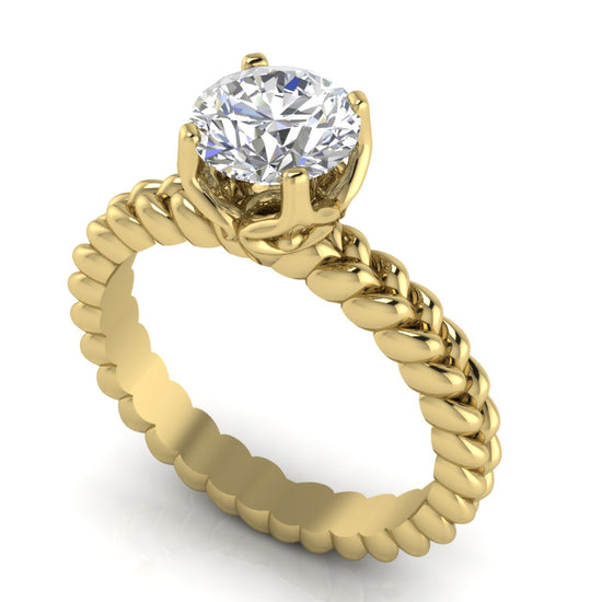 Rope Band Round Cut Lab Diamond Engagement Ring