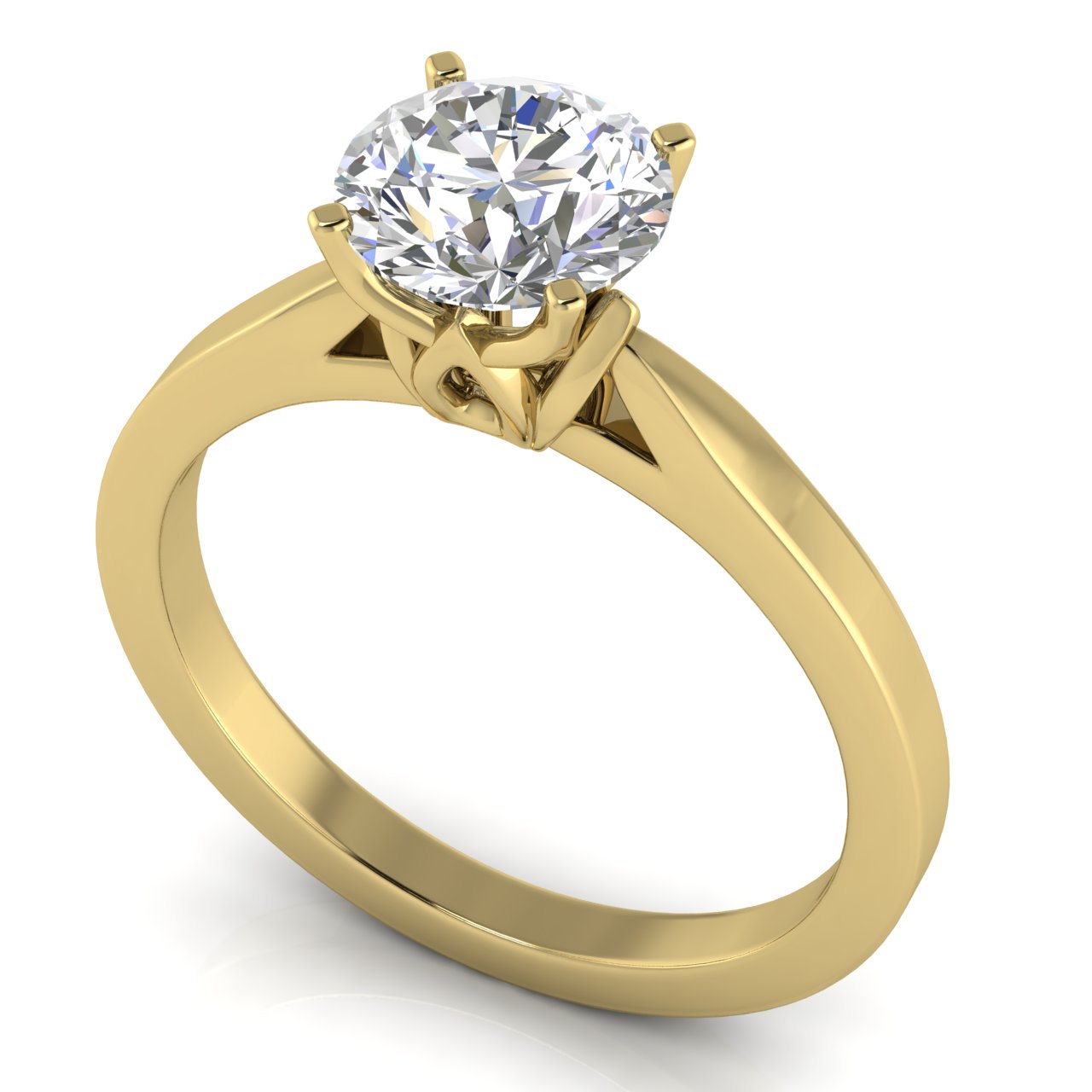 Tulip Basket Round Cut Lab Diamond Engagement Ring