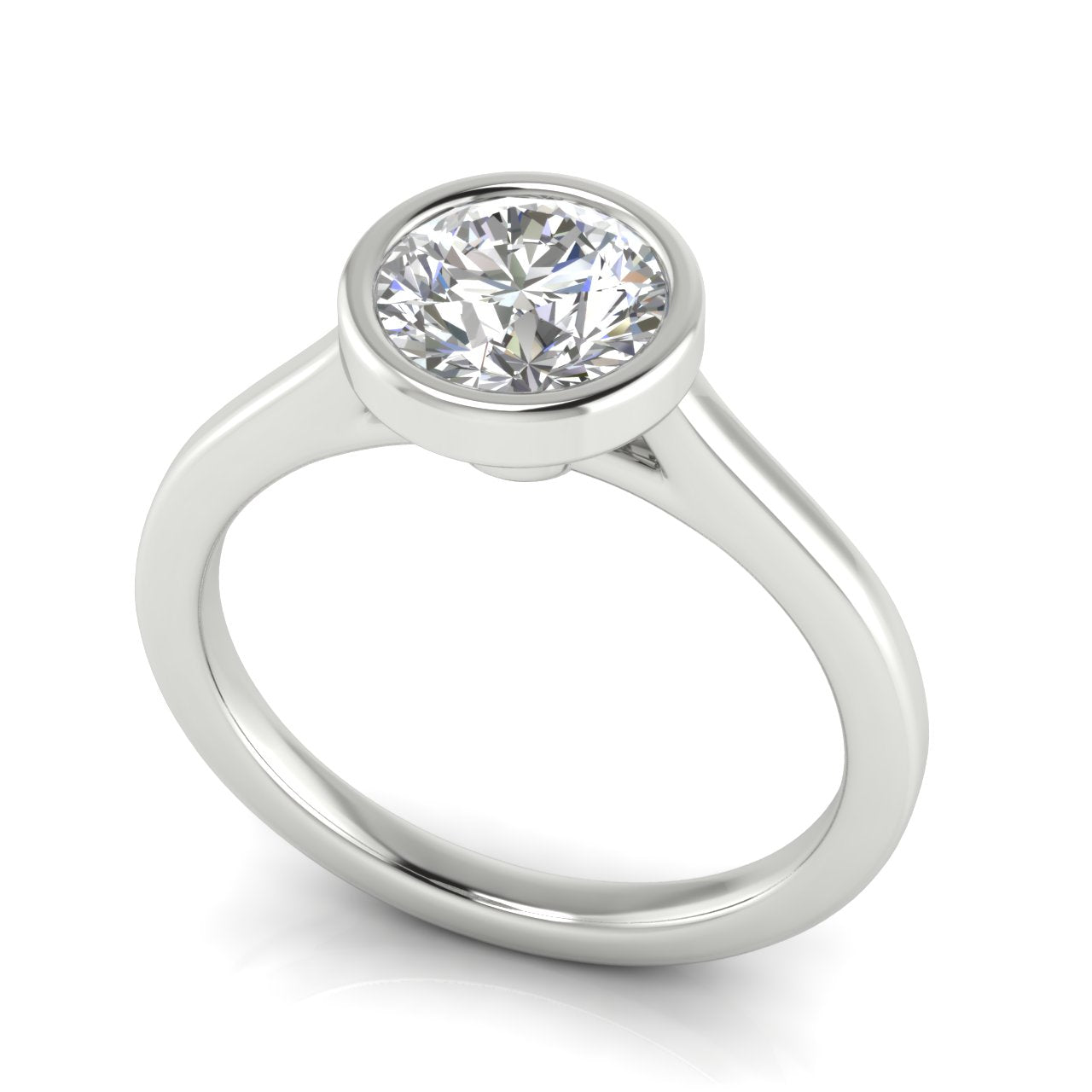 Floating Bezel Round Cut Lab Diamond Engagement Ring