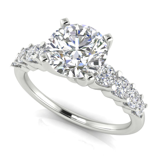 Graduated Pave Round Cut Moissanite Engagement Ring