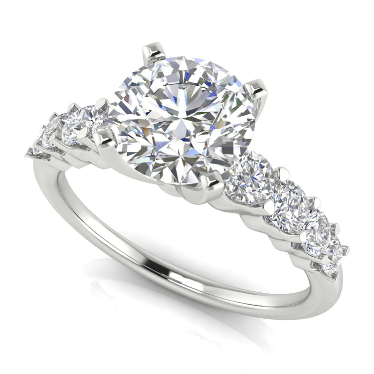 Graduated Pave Round Cut Lab Diamond Engagement Ring